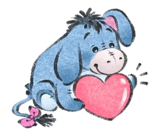 🧁 Eeyore 이요르, 곰돌이 푸, 하트, 사랑, 만화, 당나귀, 우정 telegram sticker