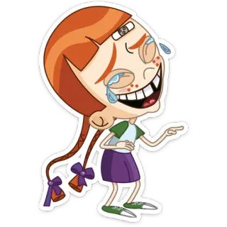😄 cartoon, laughing, girl, character, red hair, funny telegram sticker