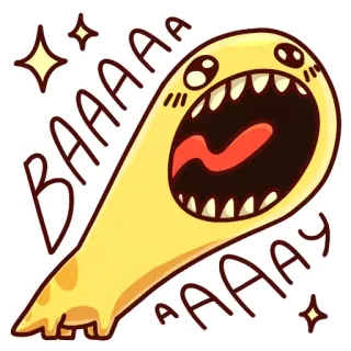 😮 BAAAAAAY Kartun, Monster, Berteriak, Lucu, Kuning, Makhluk, Lucu telegram sticker
