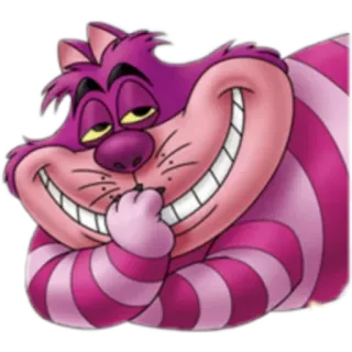 😂 Cheshire Cat Alice in Wonderland 柴郡猫, 爱丽丝梦游仙境, 迪士尼, 猫, 卡通, 微笑 whatsapp sticker