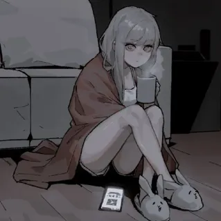 ⛓ アニメ, 女の子, コーヒー, リラックス, かわいい telegram sticker