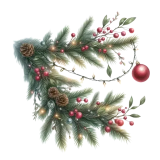🎄 คริสต์มาส, ฤดูหนาว, วันหยุด, ตกแต่ง, สน, เบอร์รี่, เครื่องประดับ, รื่นเริง whatsapp sticker