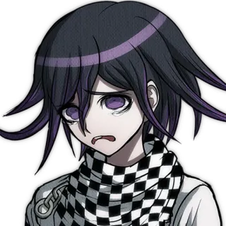 😢 Kokichi Oma Danganronpa Anime, Buồn, Con trai, Tím, Caro, Lo lắng telegram sticker