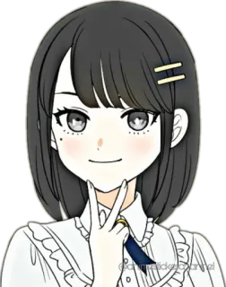 😊 fille anime, dessin animé, signe de paix, illustration, portrait telegram sticker