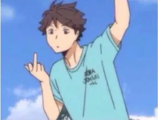 🏐 AOBA JOHSAI anime, middle finger, offensive gesture telegram sticker