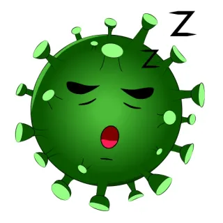 😴 新冠病毒, 睡觉, 精疲力尽, 疲惫, 卡通, 疾病 telegram sticker