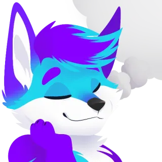 😩 zorro, animal, dibujo animado, furry, lindo, morado, cian telegram sticker