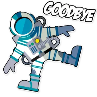 👋 GOODBYE astronaut, goodbye, space, waving, illustration, cartoon telegram sticker