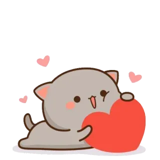 ❤ kucing, hati, cinta, imut, binatang, stiker telegram sticker
