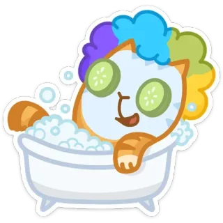🛀 chat, baignoire, spa, concombre, relaxation, mousse, soin personnel telegram sticker