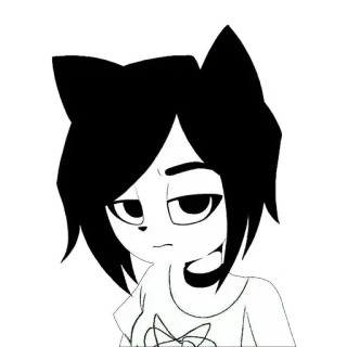 😒 Cartoon, Katze, Figur, Sticker, Schwarzweiß telegram sticker