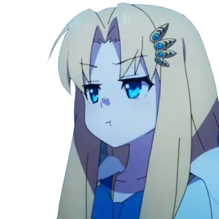 😕 anime, girl, blond hair, cute, character, facial expression, portrait telegram sticker