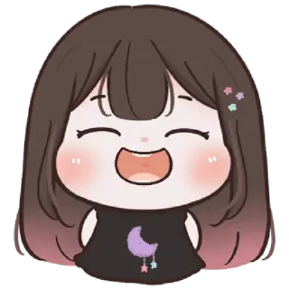 🌈 słodkie, chibi, kreskówka, dziewczyna, szczęśliwa, księżyc, gwiazdy telegram sticker