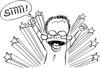 🎉 Siiii! emocionado, celebración, cómico, estrellas, alegre, dibujos animados telegram sticker