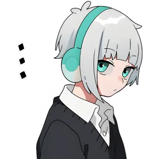 😶 Anime, Menina, Fones de ouvido, Fofo, Desenho animado telegram sticker