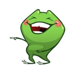 🤓 rã, rindo, desenho animado, feliz, engraçado, humor, verde whatsapp sticker
