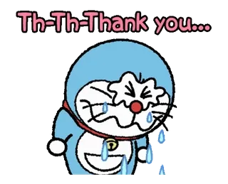 ⭐️ Doraemon Th-Th-Thank you... doraemon, merci, pleurer, mignon, animé, manga whatsapp sticker