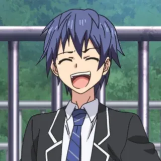 😂 Shido Itsuka Date A Live anime, smiling, boy, school uniform, tie telegram sticker