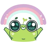🙌 carino, kawaii, arcobaleno, verde, scintillante, cartone animato, pianta telegram sticker
