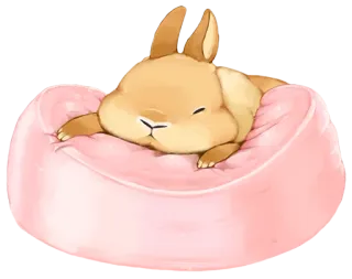 🐰 coelho, dormindo, fofo, animal, kawaii, puff telegram sticker