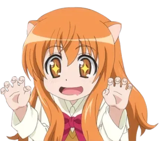 😈 Anime, Telinga kucing, Lucu, Gadis, Kawaii, Kartun telegram sticker