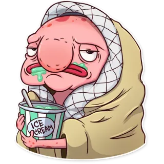 🍨 ICE CREAM glace, dessin animé, malade, dessert, nourriture, personnage, illustration, drôle telegram sticker