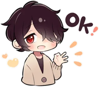 🆗 OK! Anime, Menino, Fofo, Ok, Gesto, Aprovação telegram sticker