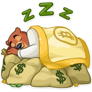 😴 ZZZ นอน, เงิน, หมี, บิตคอยน์, zzz, คริปโต telegram sticker