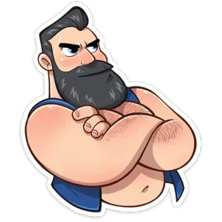 😡 мужчина, медведь, мускулистый, мультфильм, наклейка telegram sticker