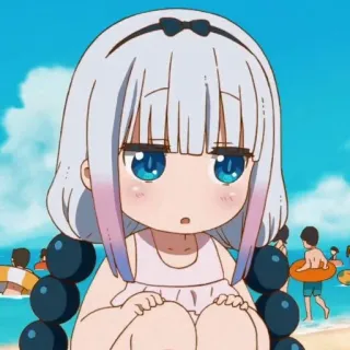 🦋 Kanna Kamui Miss Kobayashi's Dragon Maid Аниме, Канна, Пляж, Милый, Dragon Maid telegram sticker