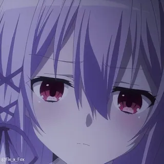 😳 @Flx_x_Fox anime, cô gái, tóc tím, mắt đỏ, nhãn dán whatsapp sticker