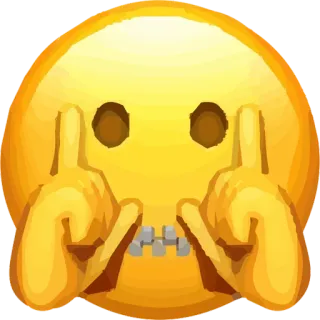 🤫 Emoji, Stinkefinger, Beleidigung, Geste, Gelb whatsapp sticker