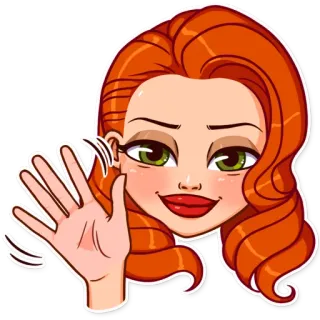 👋 dibujos animados, mujer, pelo rojo, saludo, ola, persona telegram sticker