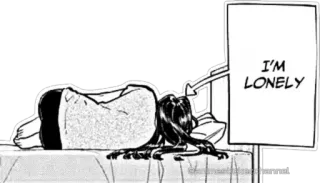 🥺 I'M LONELY eenzaam, verdrietig, anime, manga, depressief whatsapp sticker