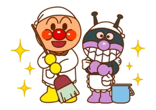 🐼 Anpanman Kreskówka, Sprzątanie, Postacie, Japoński, Słodkie telegram sticker