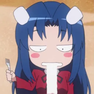 💜 anime, food, cute, chibi, girl, fork telegram sticker
