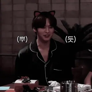 📌 뿌듯 人物, 猫耳, 睡衣, 韩流, 韩国 telegram sticker