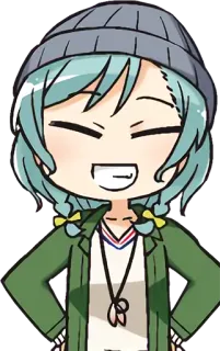 😁 anime, cartoon, character, smiling, hat, braids, happy whatsapp sticker