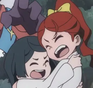 😱 anime, cartone animato, abbraccio, arrabbiato, ragazze telegram sticker