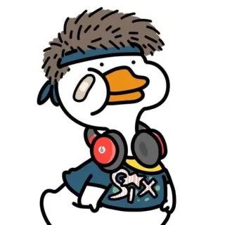 🌟 SIX duck, cartoon, headphones, streetwear, character, sticker telegram sticker