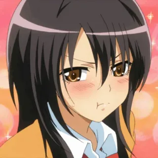 📌 Anime, Maid, Süß, Mädchen, Braune Haare, Erröten telegram sticker