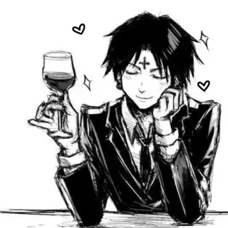 😋 Chrollo Lucilfer Hunter x Hunter anime, manga, chrollo lucilfer, hunter x hunter, wine, fanart, character whatsapp sticker