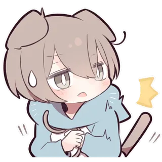 😯 アニメ, ちび, かわいい, 犬耳, 可愛い, 緊張 telegram sticker