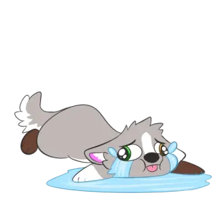 😭 chiot, chien, triste, pleurer, larmes, dessin animé, animal telegram sticker