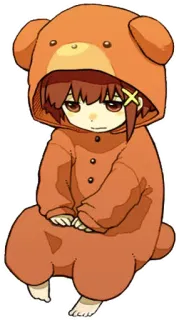 🐻 Anime, Garota, Urso, Macacão, Fofo, Mangá, Desenho animado whatsapp sticker