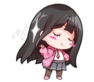 😌 Чиби, Аниме, Блестки, Девушка, Милый, Мультфильм telegram sticker