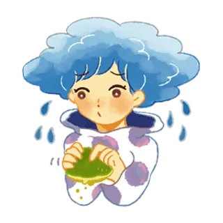 😓 regnerisch, Wolke, süß, Mädchen, Cartoon telegram sticker