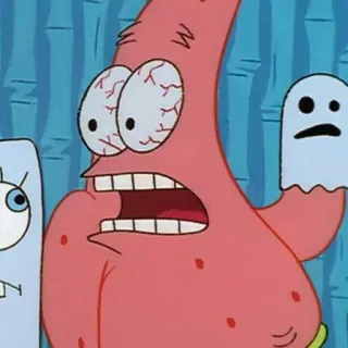🍔 Patrick Star SpongeBob SquarePants Patrick, Bob Esponja, chocado, assustado, desenho animado whatsapp sticker