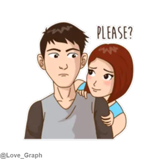 🙏 PLEASE? couple, cute, relationship, request, cartoon telegram sticker