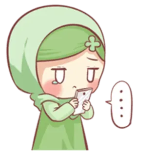 😕 Kreskówka, Muzułmanin, Kobieta, Hidżab, Telefon, Słodkie telegram sticker
